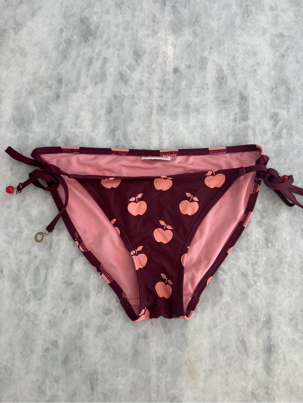 kate spade Pink and Maroon Bikini Bottoms with Apple Detail